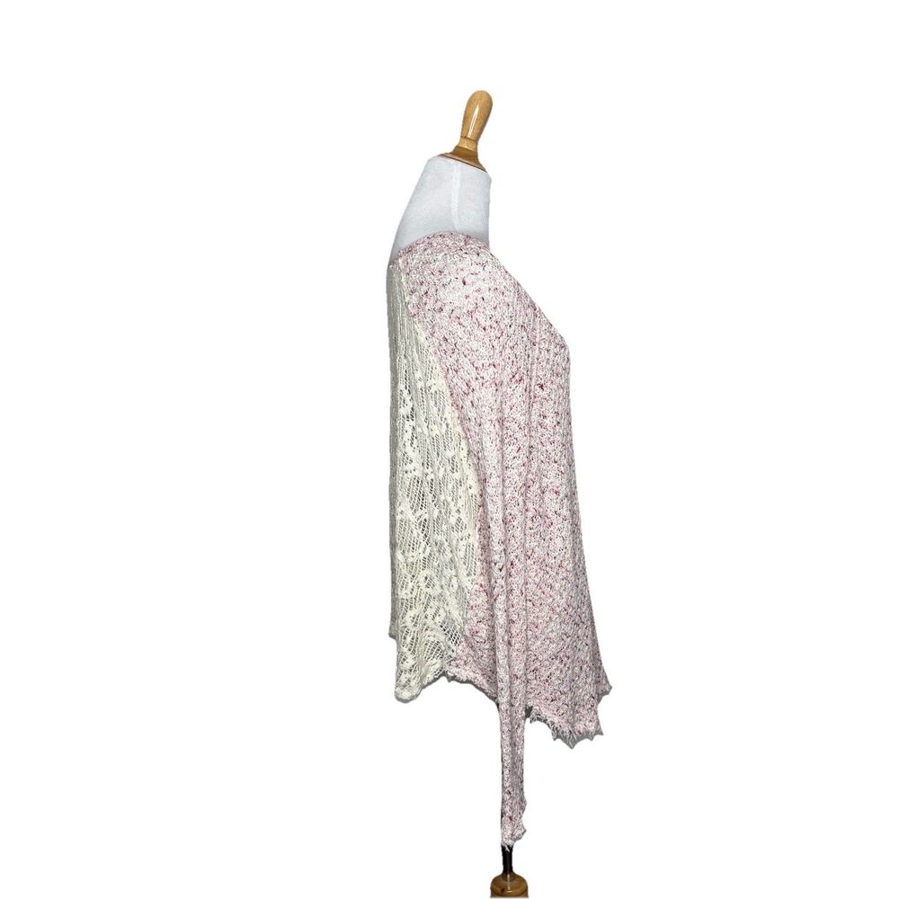 Free People Poppyseed Lace Back Pink Beige Textured Sweater Size Small Womens - Picture 4 of 6